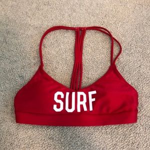 Red surf swim top size small never worn